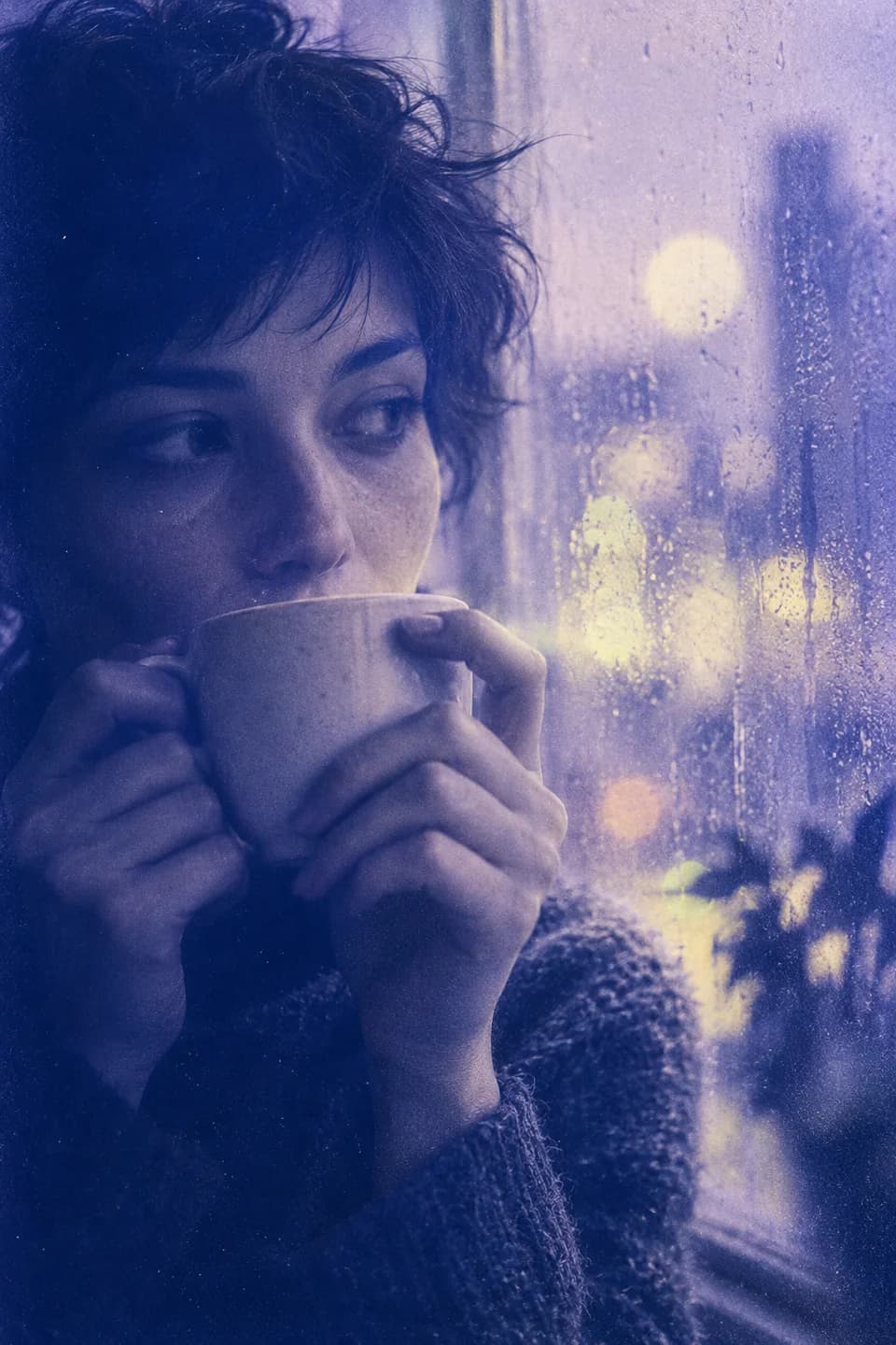 Blue photographic reference with soft grain 18
