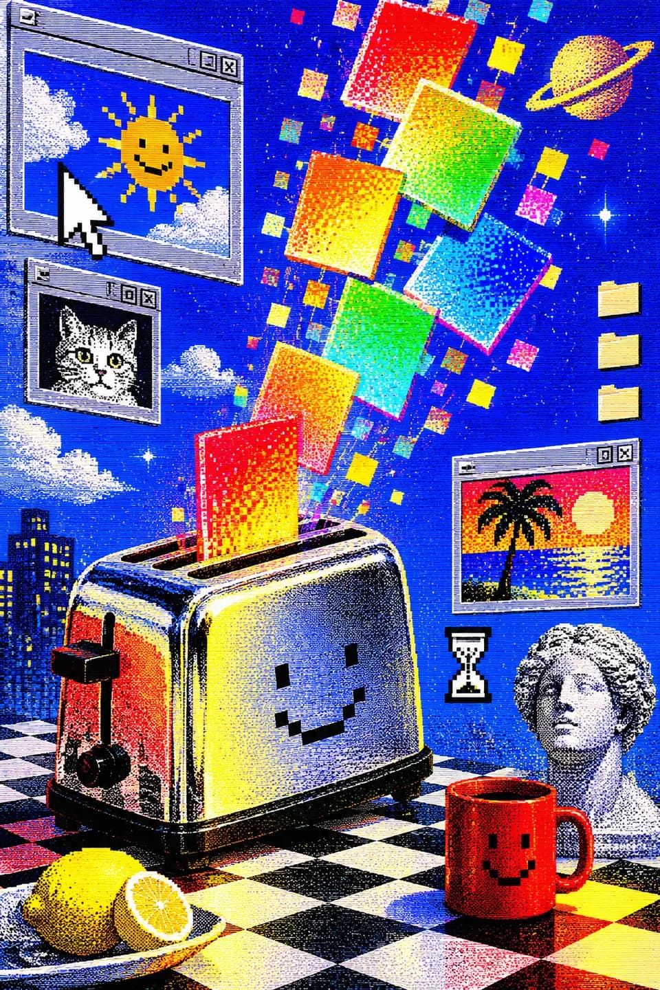 Pixel collage with retro interfaces 14