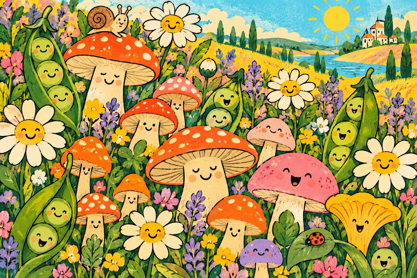 Bright illustration with playful characters 4