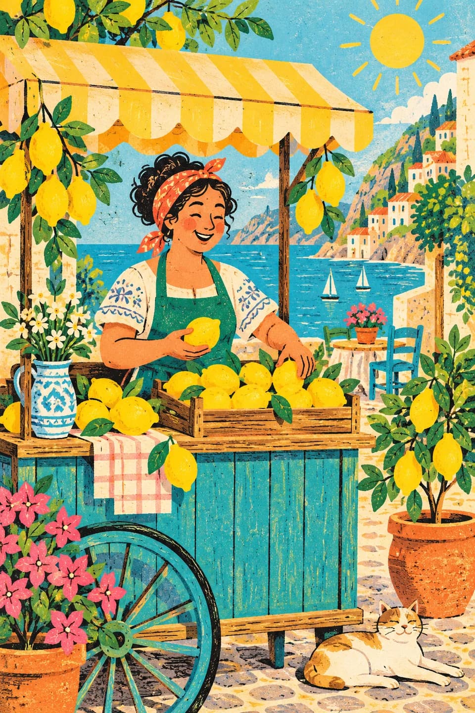 Bright illustration with playful characters 6