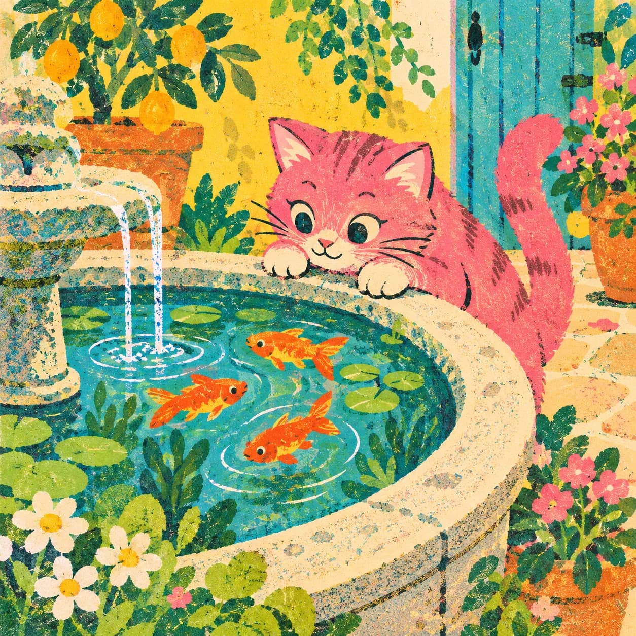 Bright illustration with playful characters 11