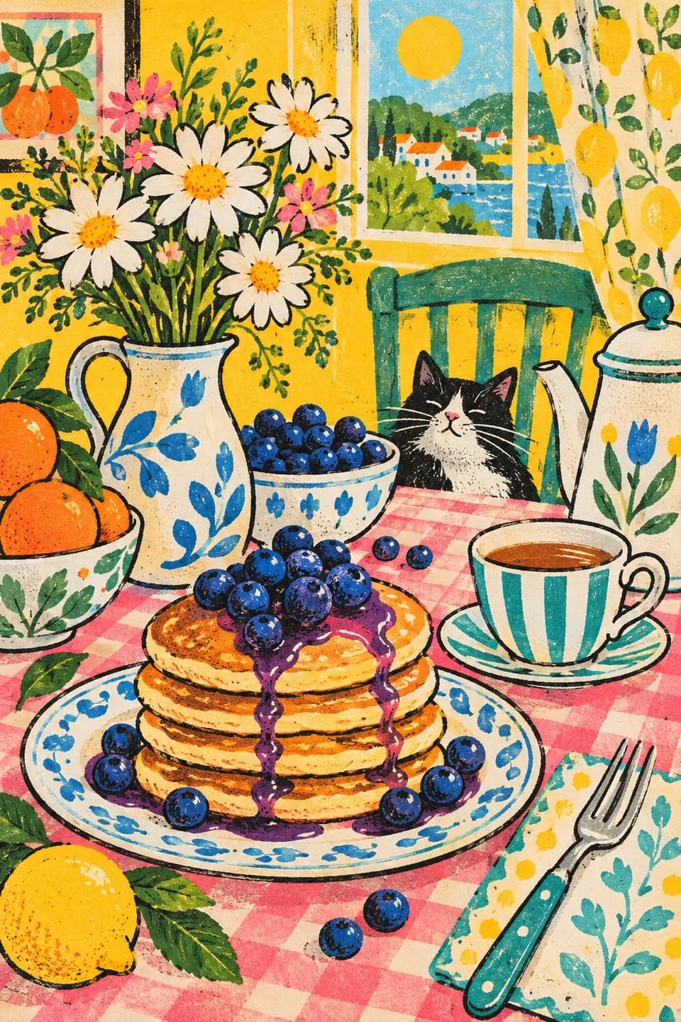 Bright illustration with playful characters 12