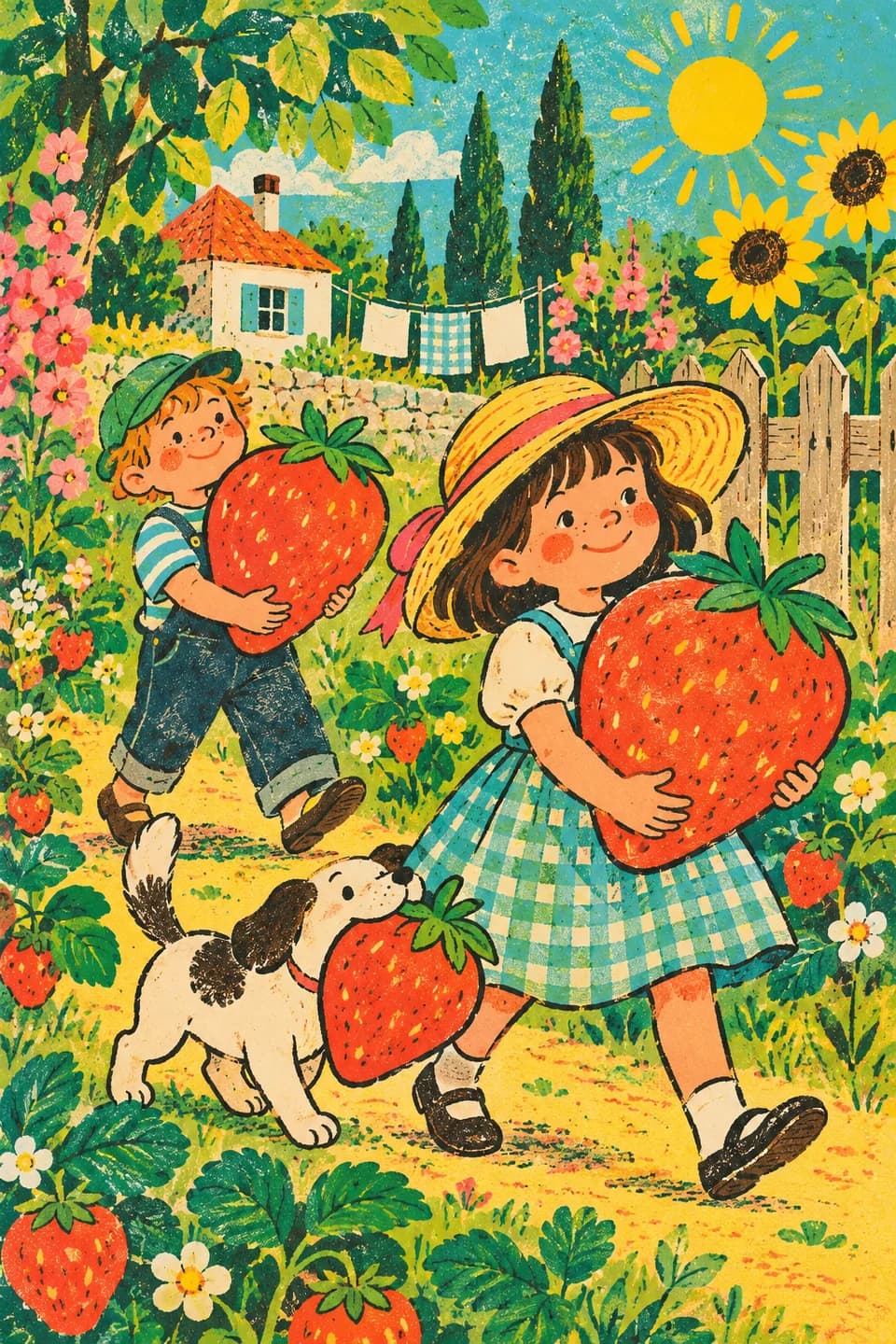 Bright illustration with playful characters 15